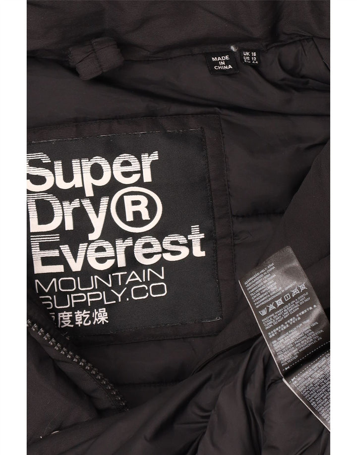 Jachetă parka supradimensionată cu glugă Superdry pentru femei UK 16, mare, negru, nailon