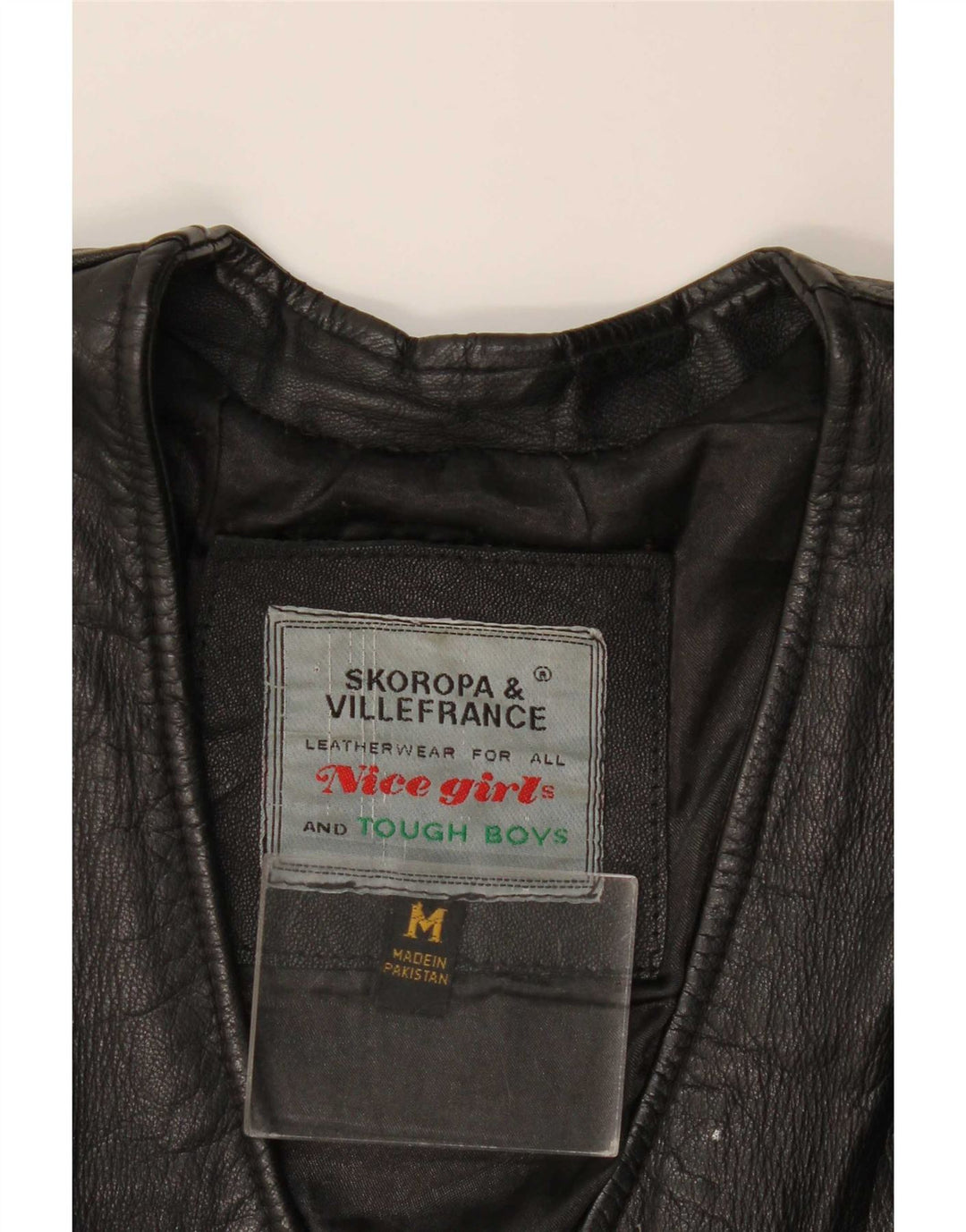 Gilet din piele vintage pentru femei UK 12 Medium Black Leather