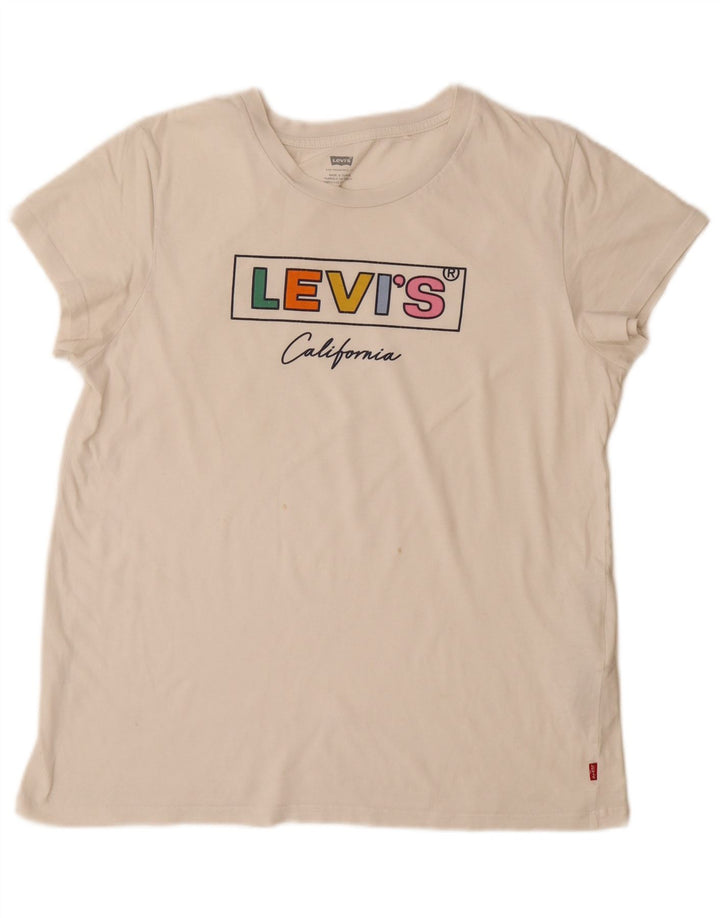Tricou cu grafic pentru femei LEVI'S Top UK 14 mare bumbac alb