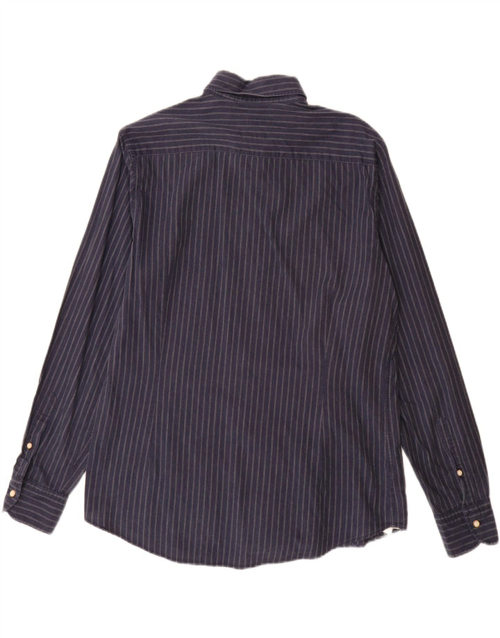 Cămașă Massimo Dutti pentru bărbați, mare, bleumarin, cu dungi, bumbac