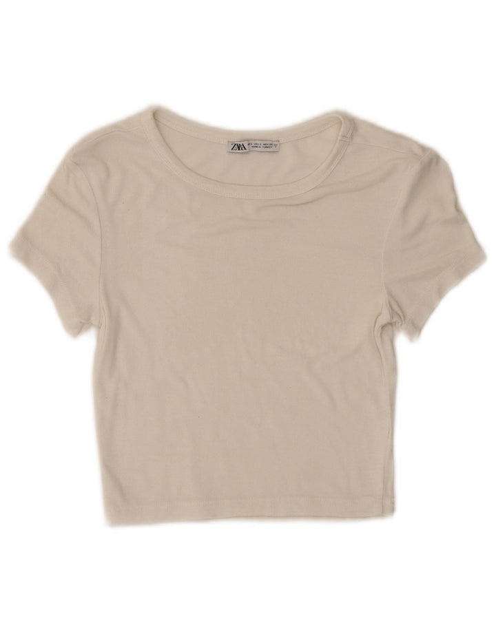 Tricou Crop pentru femei Zara UK 8 Small White