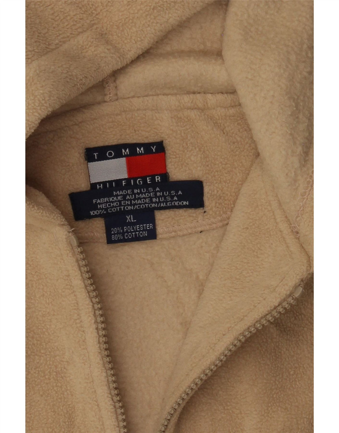 Jachetă fleece cu glugă pentru femei Tommy Hilfiger UK 18 XL poliester bej