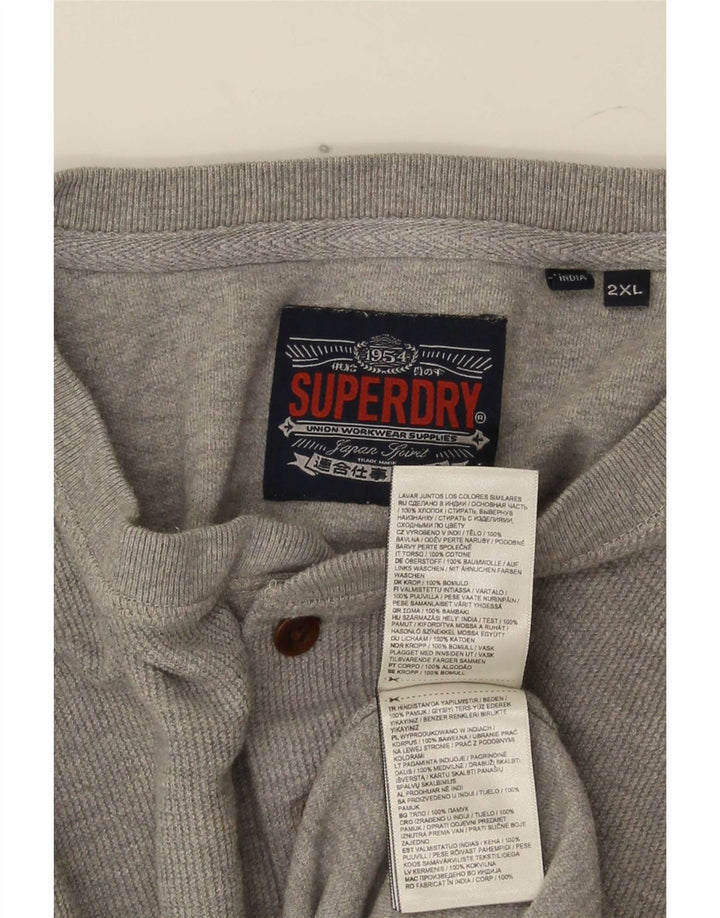 Top pentru bărbați Superdry cu mânecă lungă 2XL, bumbac gri