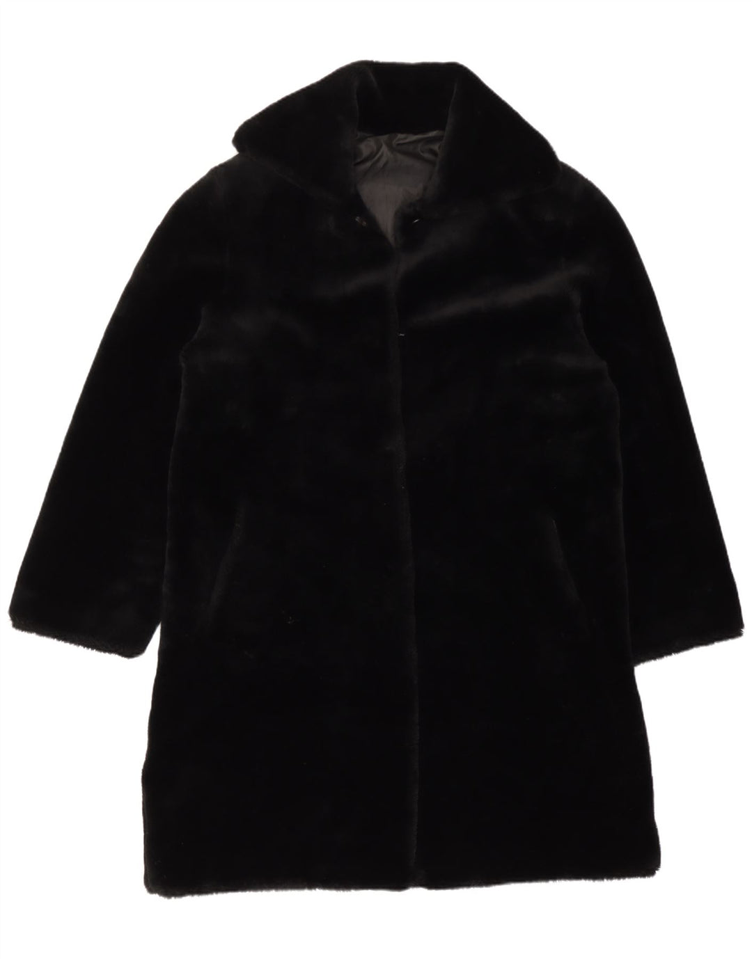 Pardesiu vintage pentru femei din velur UK 14 mare, negru, acrilic