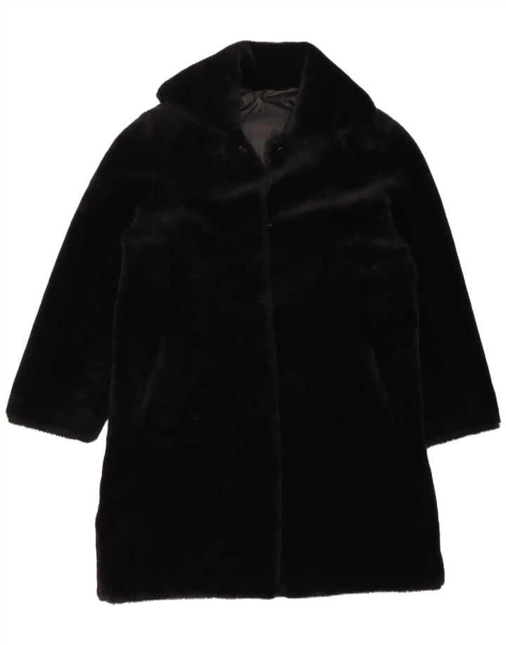 Pardesiu vintage pentru femei din velur UK 14 mare, negru, acrilic