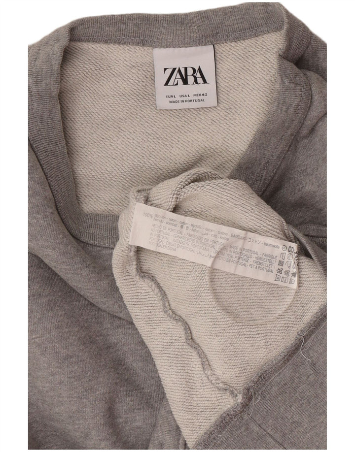 Pulover pentru bărbați Zara, mare, gri, bumbac