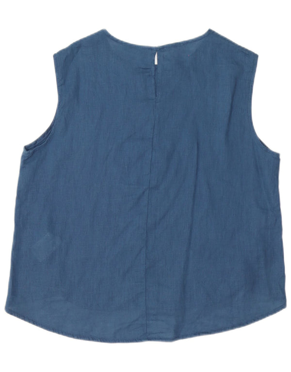 Bluză supradimensionată fără mâneci Benetton pentru femei UK 10 Small Blue Marine Linen