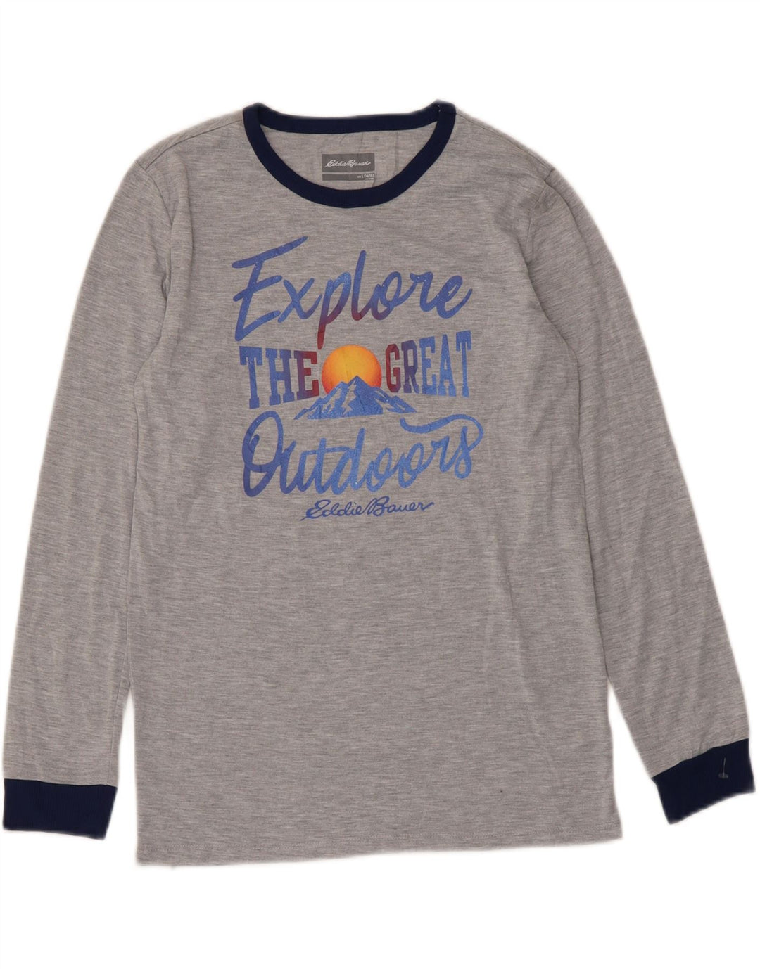 EDDIE BAUER Boys Graphic Top Long Sleeve 14-15 Years Large Grey Polyester Vintage Eddie Bauer and Second-Hand Eddie Bauer from Messina Hembry 