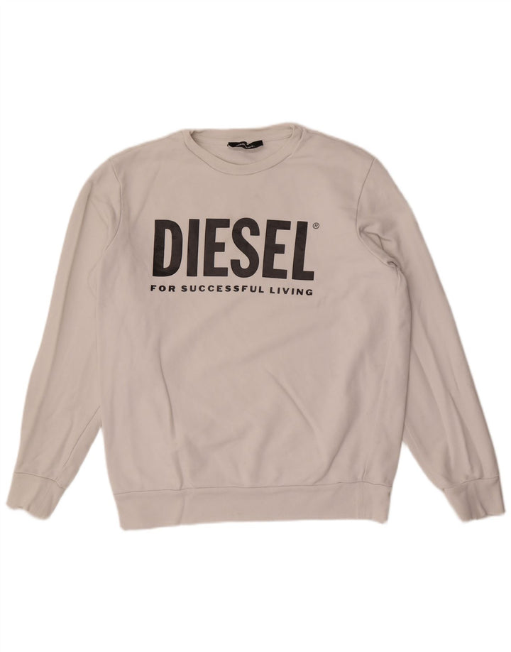 Hanorac pentru bărbați Diesel Pulover mare, alb, din bumbac