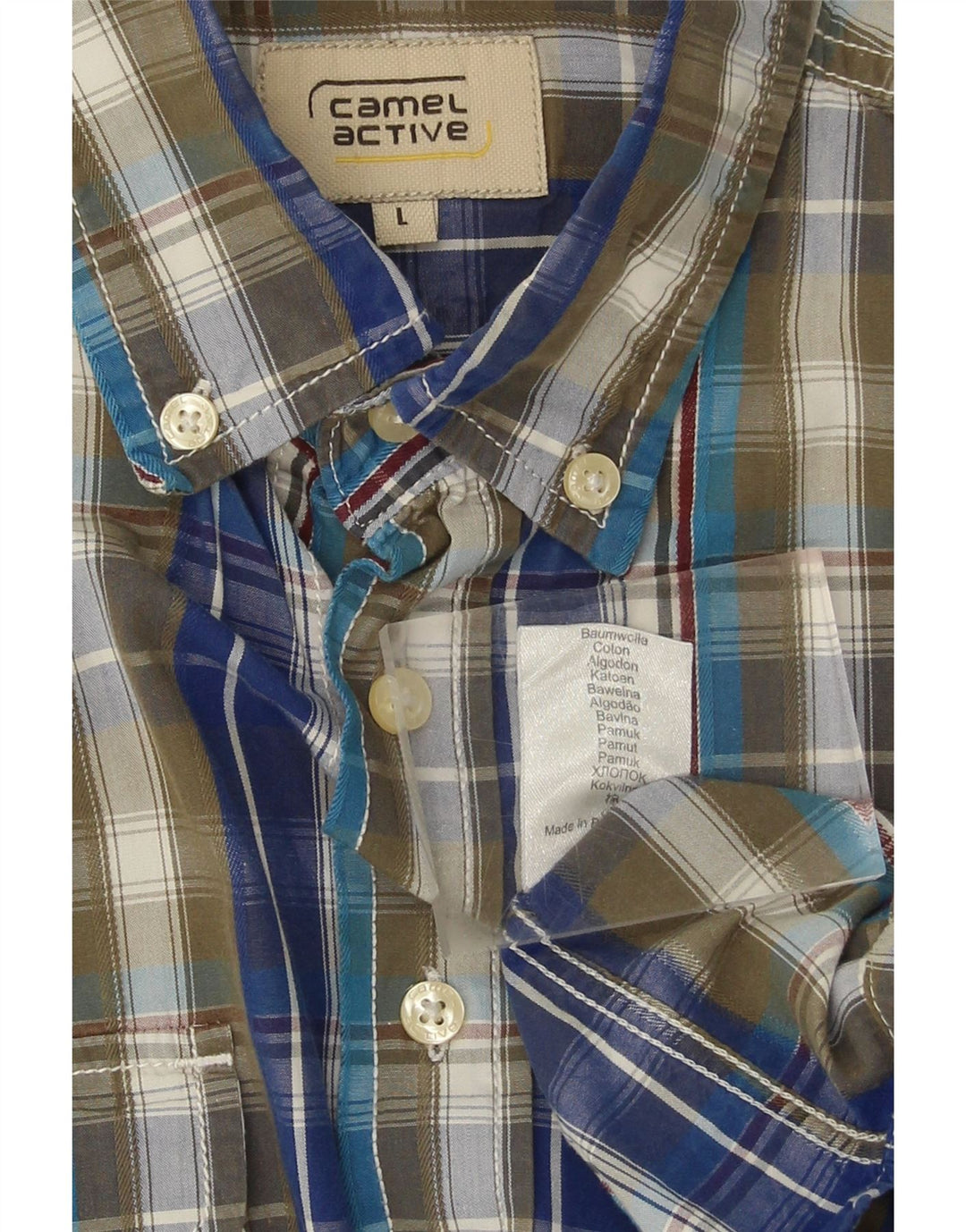 CAMEL ACTIVE Mens Flannel Shirt Large Blue Check Cotton Vintage Camel Active and Second-Hand Camel Active from Messina Hembry 