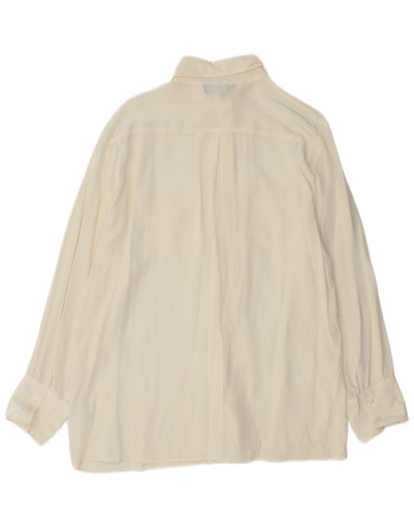 Bluză cămașă pentru femei PROJECT UK 18 XL din mătase alb