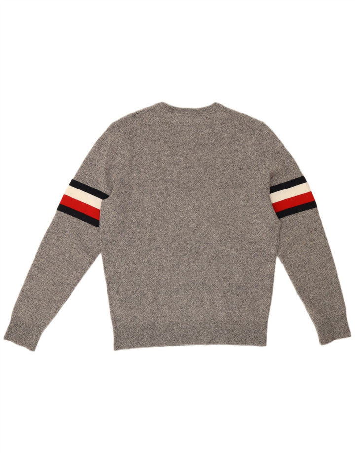 Pulover pentru bărbați TOMMY HILFIGER Pulover cu decolteu rotund din lână color bloc, gri mediu