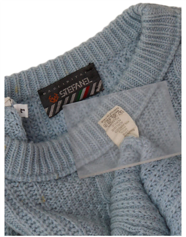 STEFANEL Pulover supradimensionat pentru femei cu decolteu rotund UK 16 Lână mare albastră