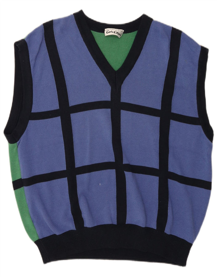 CARLO COLUCCI Vestă Tank Top Femei IT 52 2XL Albastru Colorblock Poliacrilic