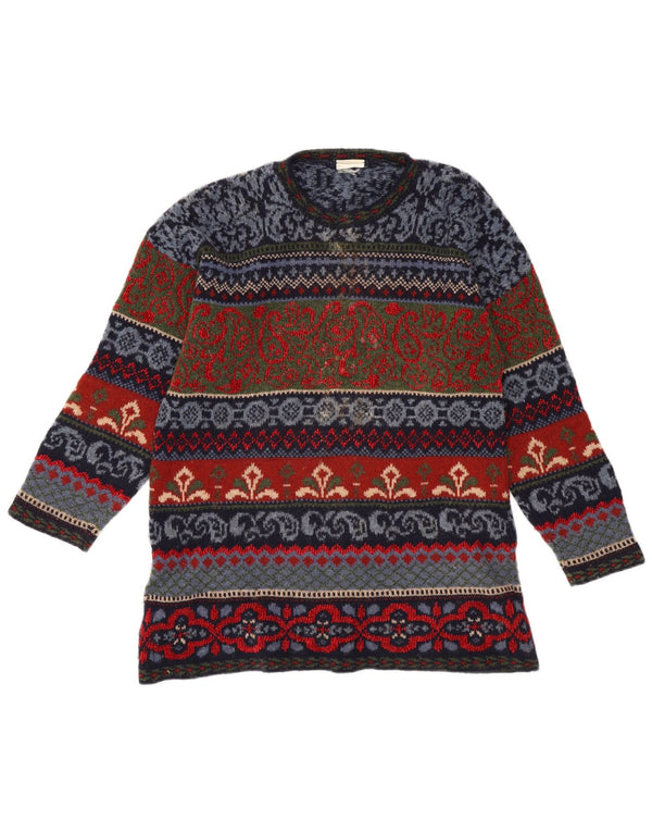Pulover vintage pentru bărbați cu gât roșu IT 44 Medium Multicolor Fair Isle