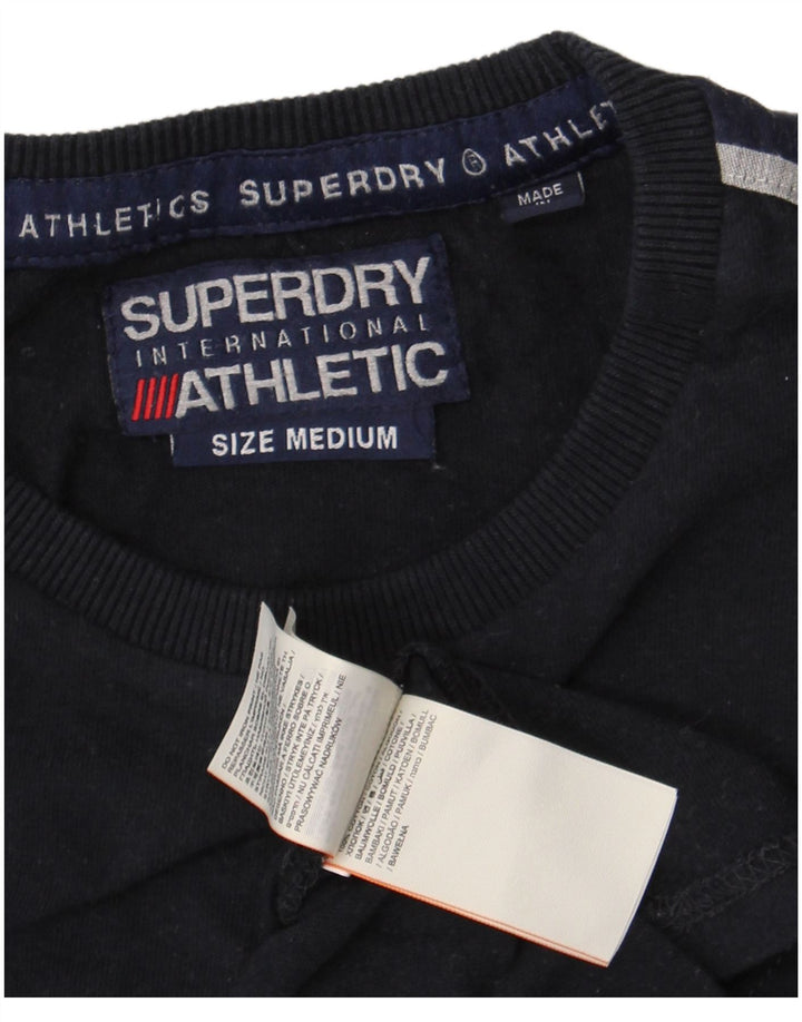 Top grafic pentru bărbați Superdry cu mânecă lungă, mediu albastru, bumbac