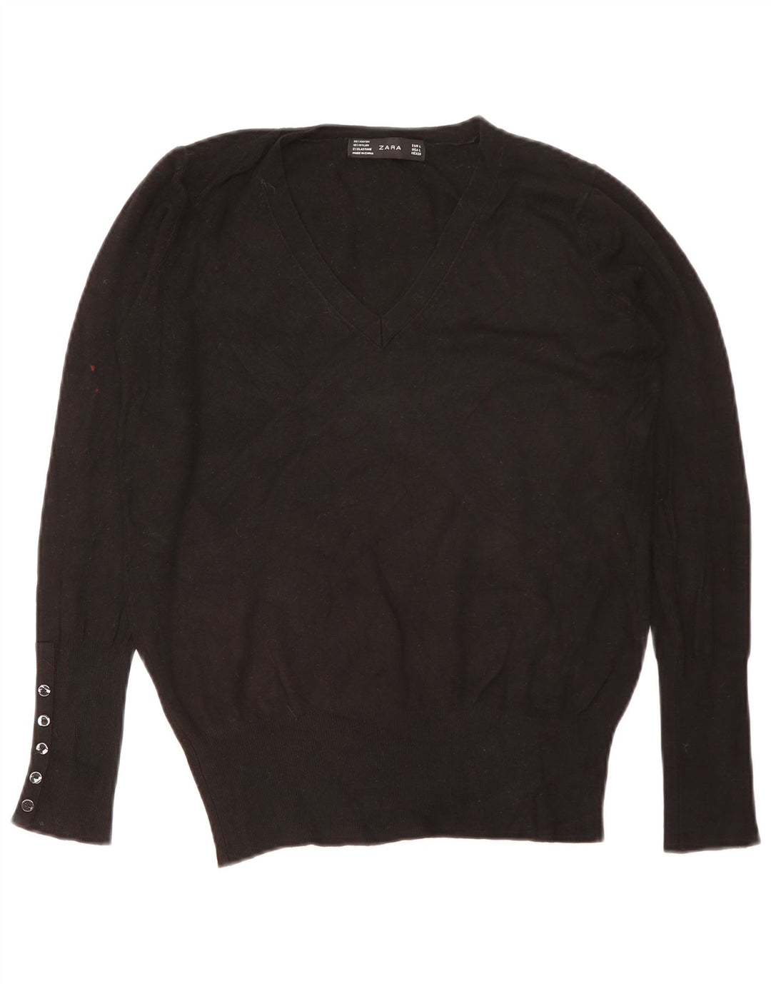 Pulover pentru femei cu decolteu în V Zara UK 16 mare negru