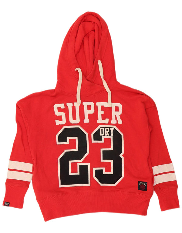 Pulover supradimensionat cu capota Superdry pentru femei UK 6 XS bumbac roșu