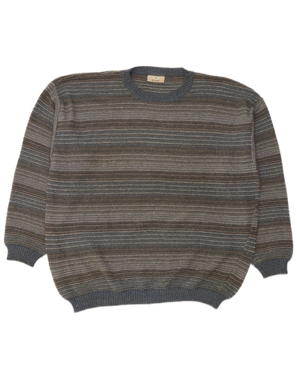 Pulover pentru bărbați cu gât roșu RODES, bumbac cu dungi multicolore 2XL