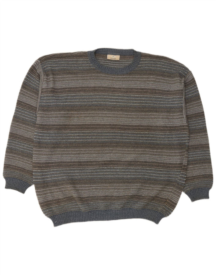 Pulover pentru bărbați cu gât roșu RODES, bumbac cu dungi multicolore 2XL