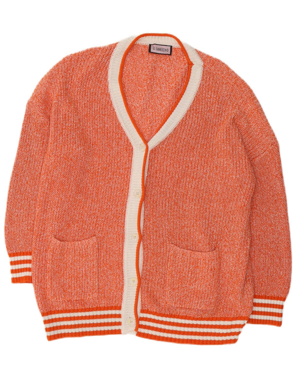 Pulover Cardigan Vintage pentru Damă Marea Britanie 20 2XL Portocaliu cu pete acrilice