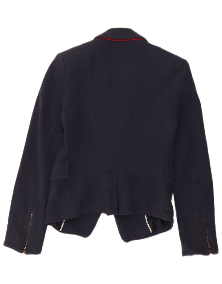 Jachetă pentru femei Zara cu 1 nasture UK 6 XS Bumbac bleumarin