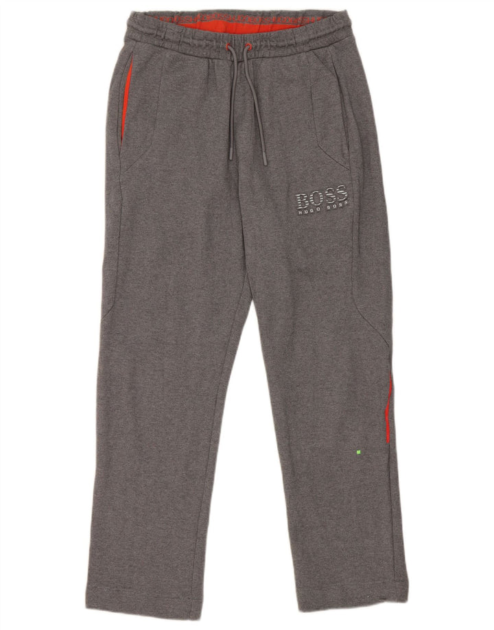 Pantaloni de trening grafic pentru bărbați Hugo Boss, bumbac gri mediu