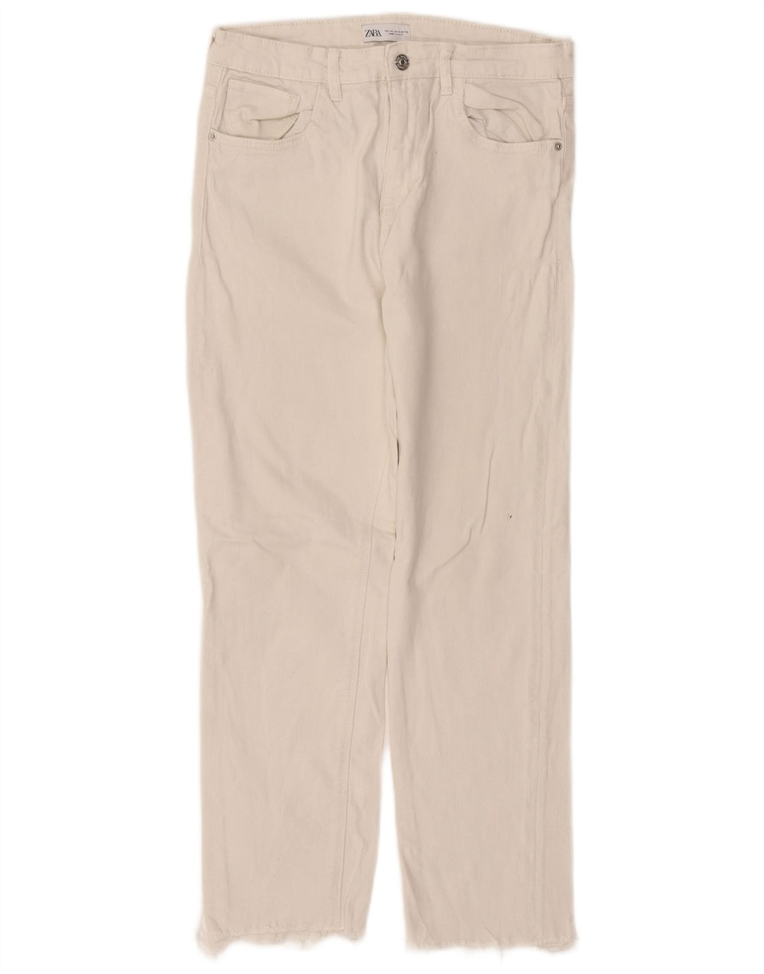 Blugi Drepți Femei Zara EU 40 Medium L30 L27 Alb