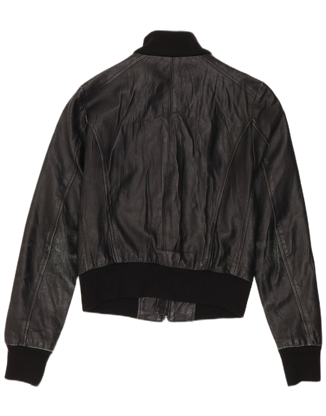Jachetă de piele crop pentru femei Sasch UK 12 Medium Black