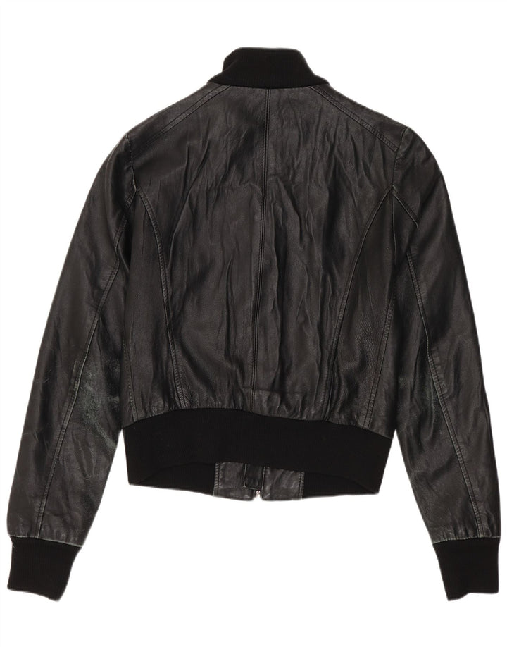 Jachetă de piele crop pentru femei Sasch UK 12 Medium Black