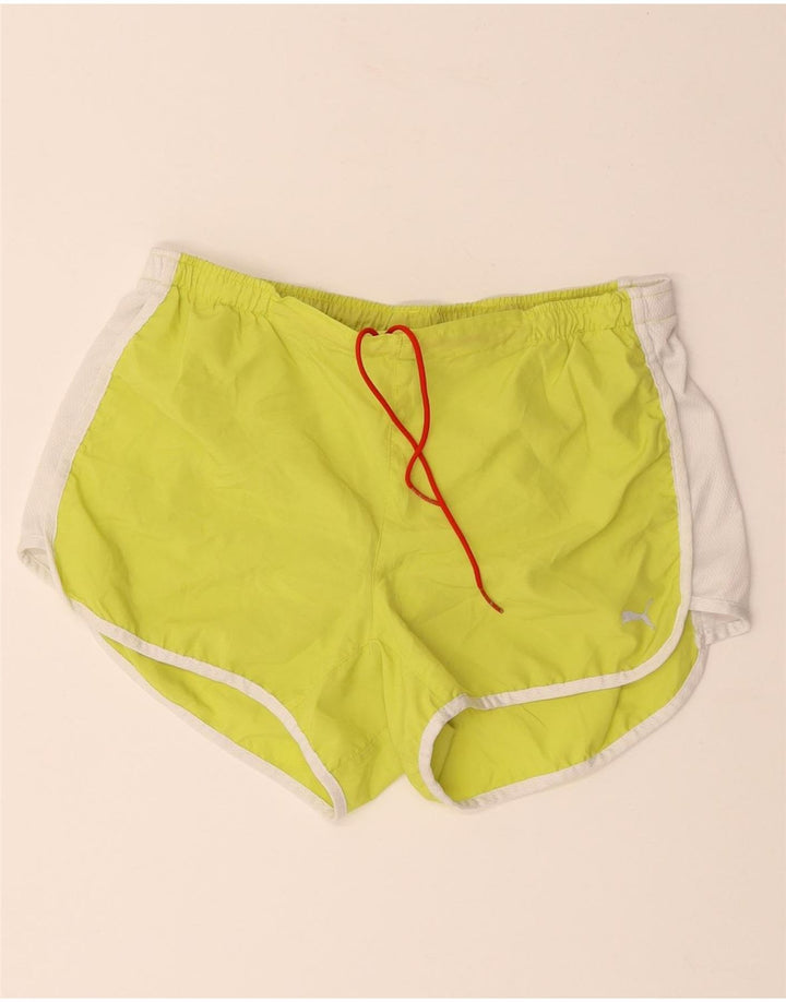 Pantaloni scurti sport PUMA pentru femei UK 14, mari, galben, poliester color bloc