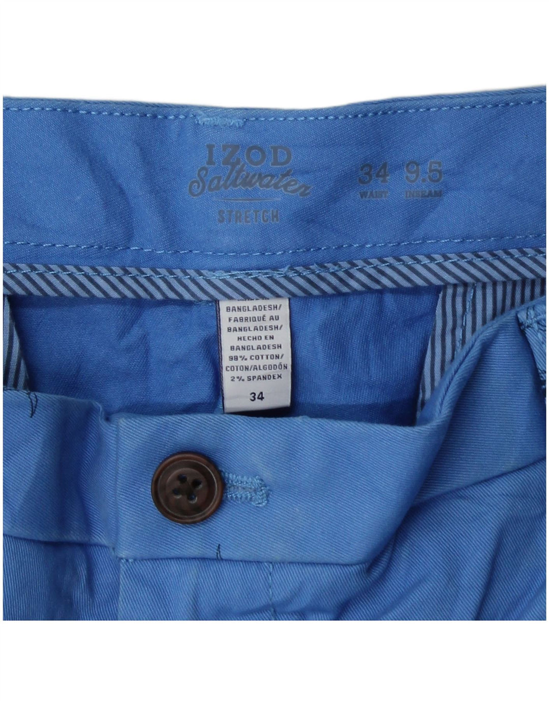 Pantaloni scurți chino IZOD pentru bărbați, cu apă sărată, W34, bumbac cu pete albastre mari