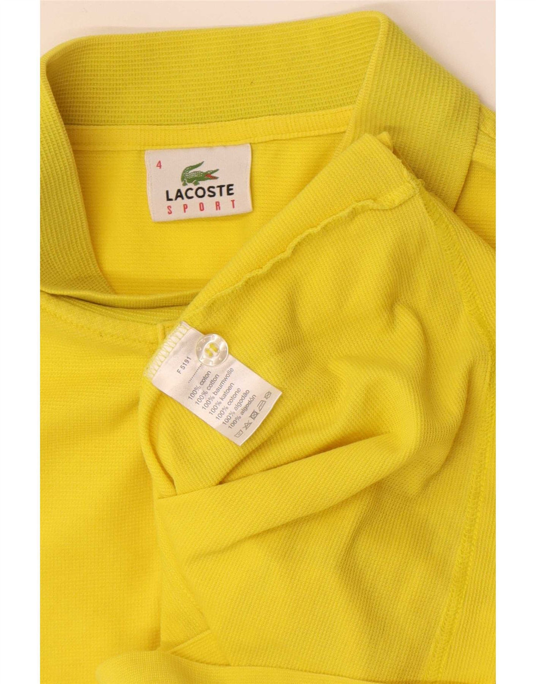 Tricou polo Lacoste pentru bărbați, mărimea 4, bumbac galben mediu