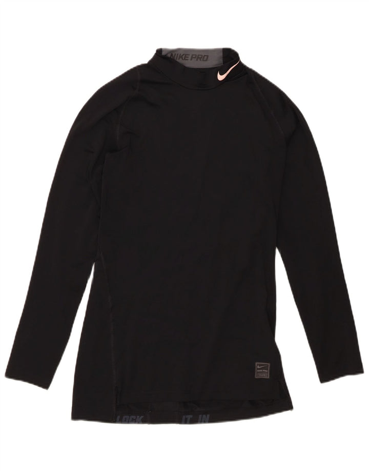 Top de compresie Nike pentru femei cu mânecă lungă UK 10 Poliester negru mic
