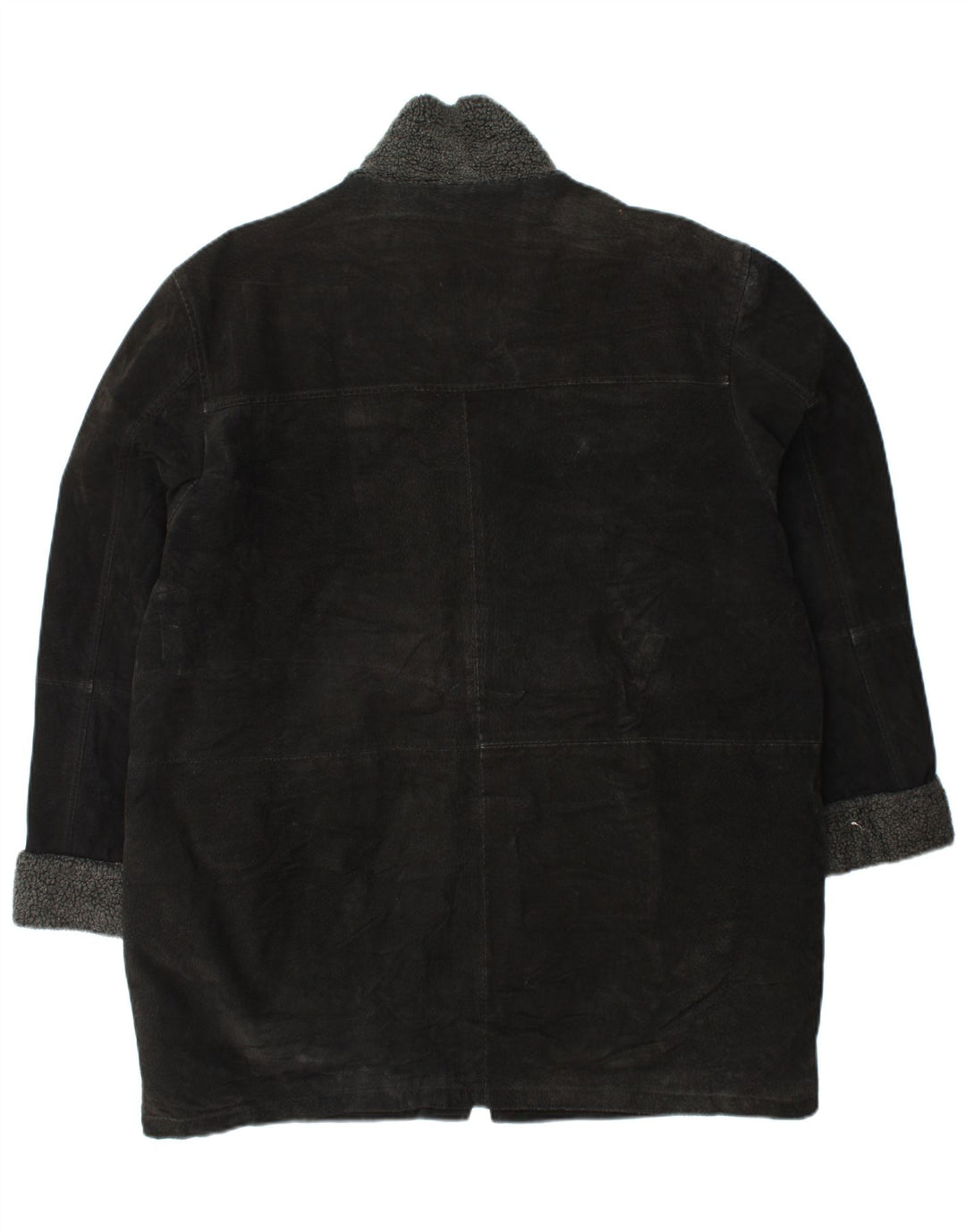 Pardesiu de piele intoarsa pentru femei VINTAGE UK 18 XL din piele neagra