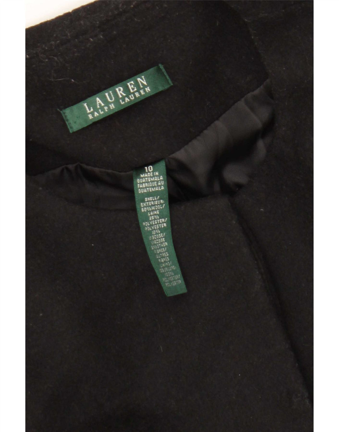 Palton pentru femei Ralph Lauren US 10 mare lână neagră