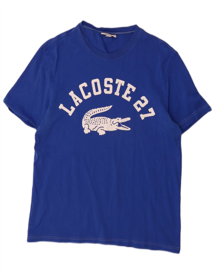 Tricou grafic Lacoste pentru bărbați, cu croiala normală, marimea 5 mare, bumbac albastru