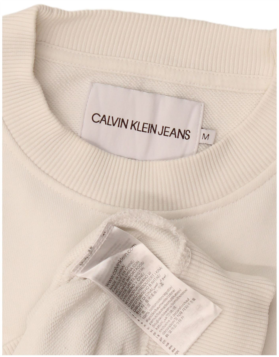 Hanorac Calvin Klein Jeans pentru femei cu mâneci 3/4 Pulover UK 14 Medium Alb