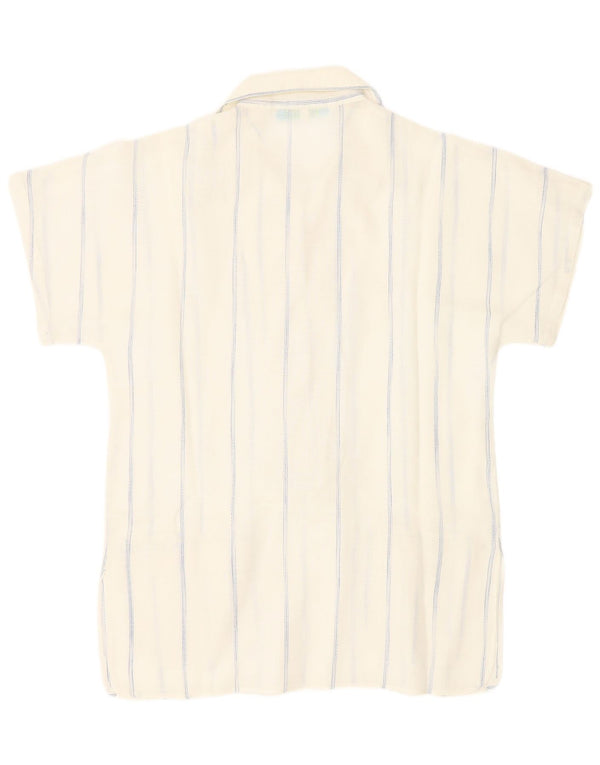 Cămașă pulover cu mânecă scurtă pentru femei Cacharel UK 12 Medium White Pinstripe