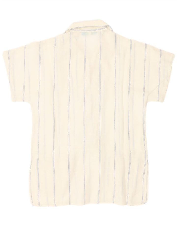 Cămașă pulover cu mânecă scurtă pentru femei Cacharel UK 12 Medium White Pinstripe