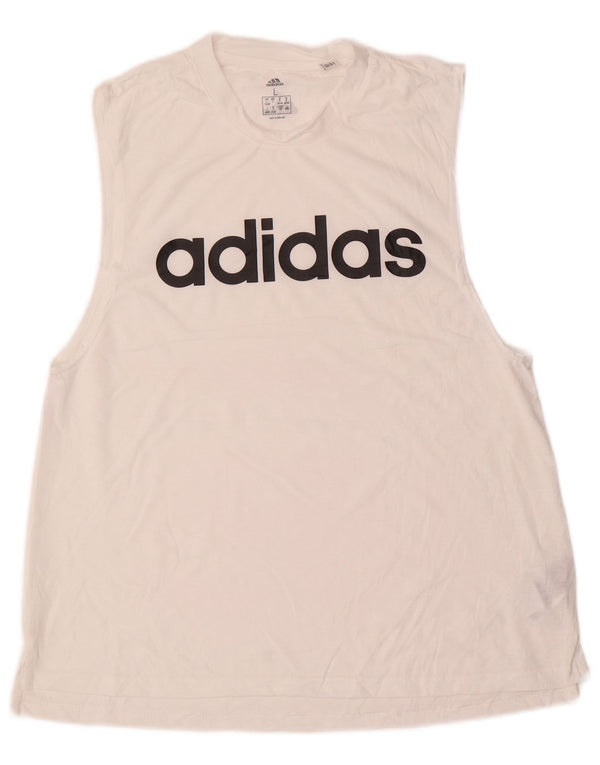 Top cu vestă grafică ADIDAS pentru femei UK 16/18 Poliester alb mare