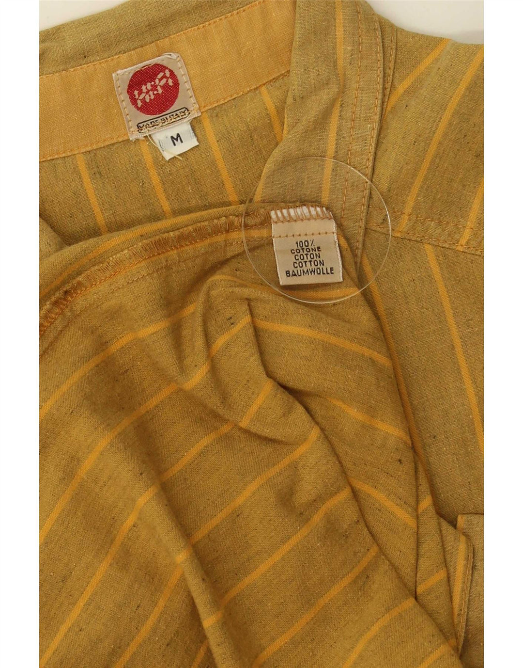 Cămașă Vintage pentru bărbați, bumbac cu dungi galbene medii