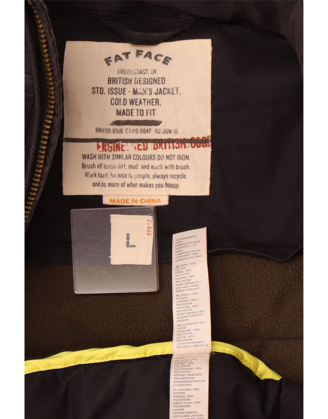 Jachetă căptușită pentru bărbați Fat Face UK 40, mare, negru, bumbac