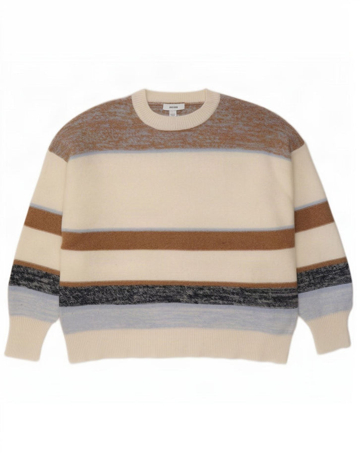 Pulover Reiss pentru bărbați, cu gât roșu, lână cu dungi mari, multicolore