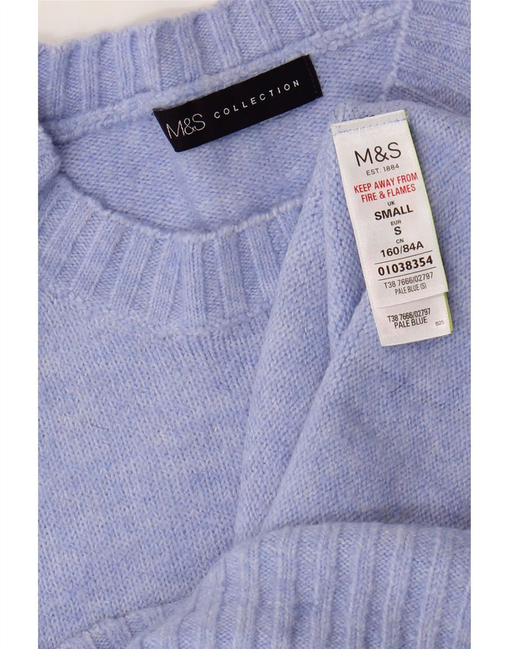 Pulover pentru femei Marks & Spencer cu decolteu triplu UK 10 Mic albastru acrilic