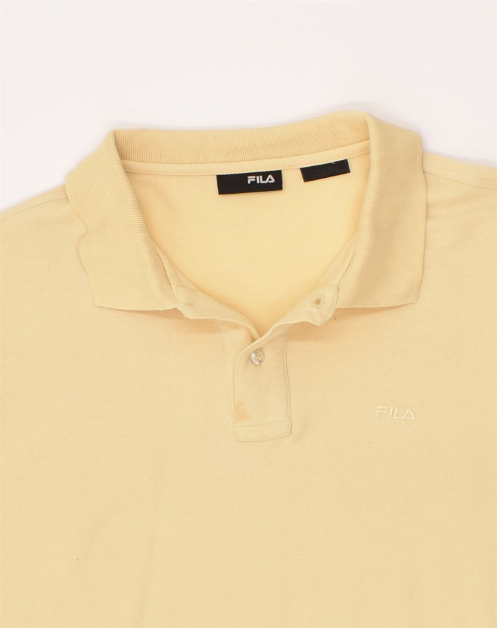 FILA Mens Polo Shirt Large Beige Cotton | Vintage Fila | Thrift | Second-Hand Fila | Used Clothing | Messina Hembry 