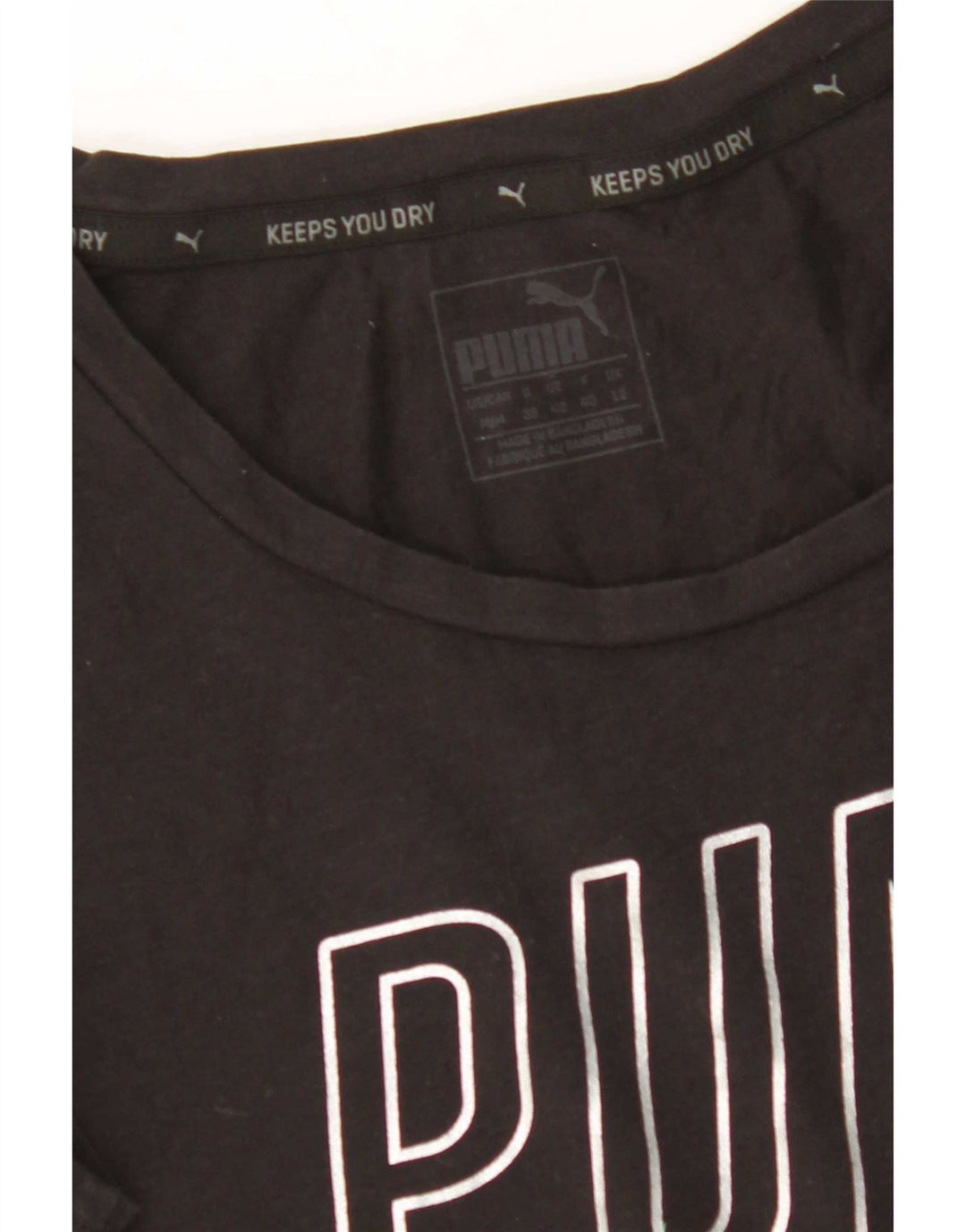 Tricou cu grafic Puma pentru femei Crop Top UK 12 Medium Black