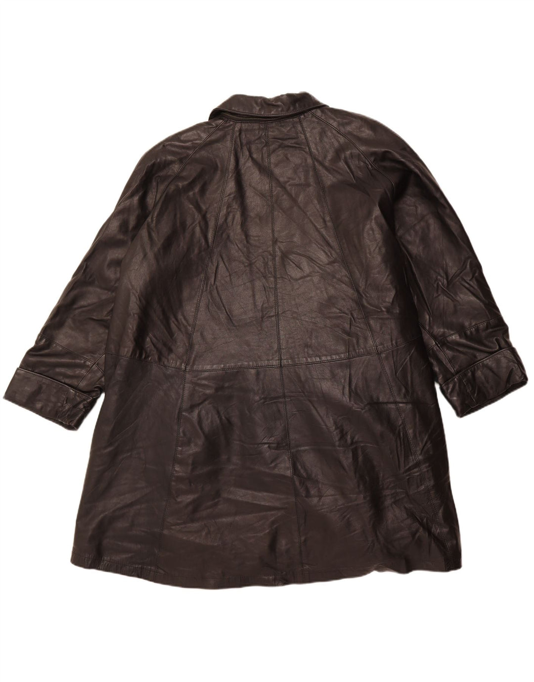 Palton supradimensionat din piele vintage pentru femei IT 56 din piele neagră mare