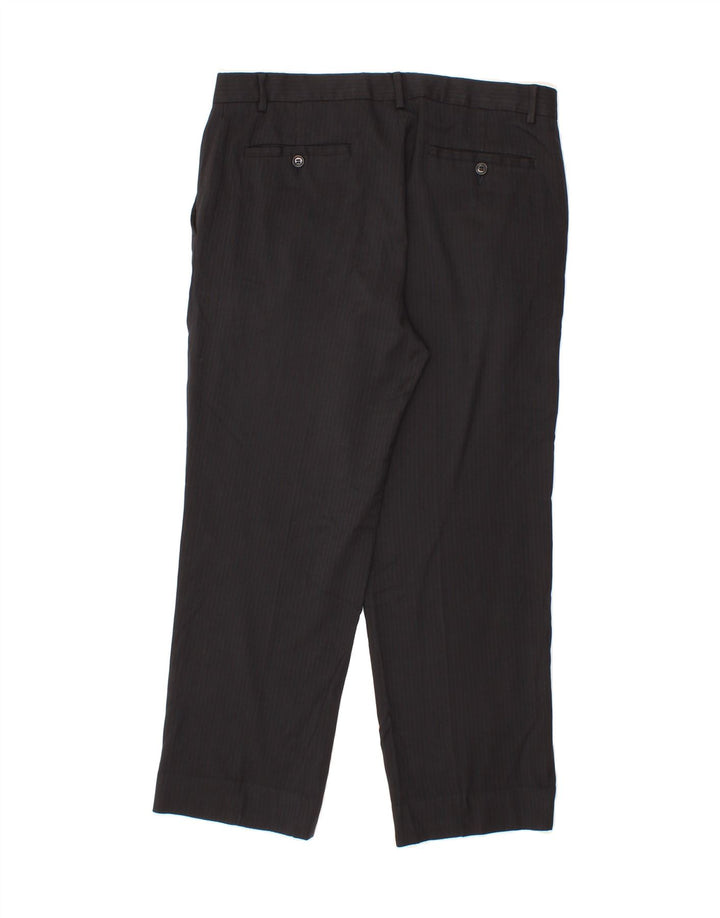 BENETTON Mens Straight Suit Trousers W34 L27 Black Striped Polyester Vintage Benetton and Second-Hand Benetton from Messina Hembry 