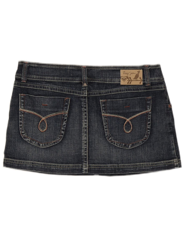 Fusta de blugi mini Roxy pentru femei, cu croiala dreaptă, US 12, mare, W32, bumbac albastru